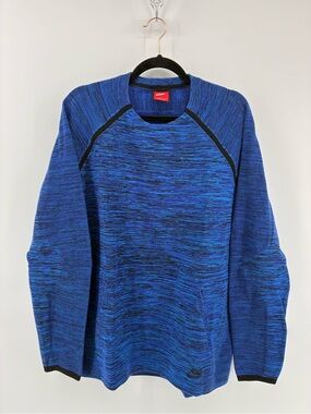 Nike Men’s Blue Marled Crewneck Sweater with Black Trim